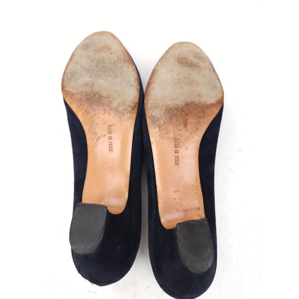 Salvatore Ferragamo Made in Italy Blue Suede Slip On 2" Heel Pumps Shoes 10 AA - Picture 11 of 11
